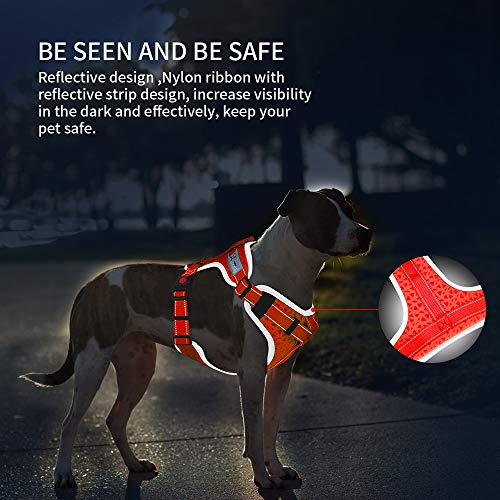 HAPPY HACHI Arnes Perro Chalecos Reflectantes Perros Pequeño Mediano Grande Ligero con Mango Nylon para Caminar Entrenamiento(L Rojo Naranja)