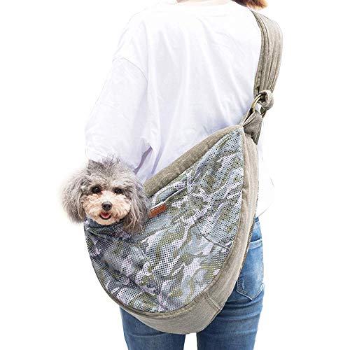 HAPPY HACHI Bandolera Perros Pequeños Bolsa Cachorros Transportín Gato Transportar Perro para Viaje Caminar Facilita Llevar Descansar el Brazo (45x28x12 cm, Verde)