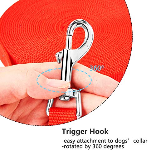 HAPPY HACHI Correa de Adiestramiento 15m para Perros Larga Correas Nylon Resistente para Camping Paseo Longitud 15m Rojo