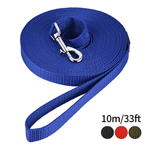 HAPPY HACHI Correa de Adiestramiento para Perros Larga Correas Nylon Resistente para Camping Paseo Longitud 10m Azul