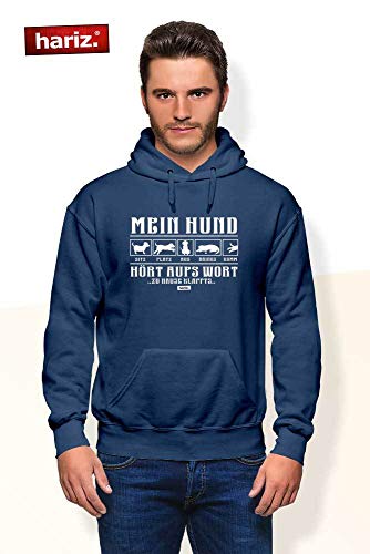 HARIZ - Sudadera con Capucha para Hombre, diseño con Texto en alemán Mein Hund Hört Aufs Wort 2 Hund Haustier Plus Wein Rot XL