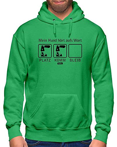 HARIZ - Sudadera con Capucha para Hombre, diseño con Texto en alemán Mein Hund Hört Aufs Wort Hund Haustier Plus Verde XXXL