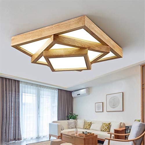 HATHAWAY Techo de la Sala de Estar Luces LED Simple Estilo de Madera de Tatami japonés lámparas Woody Dormitorio de Madera Ligera Registros Moda Hogar de Goma (Color : Luz Blanca, Size : 48CM)