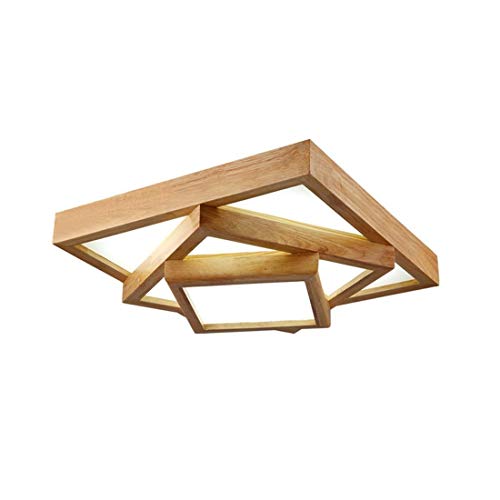 HATHAWAY Techo de la Sala de Estar Luces LED Simple Estilo de Madera de Tatami japonés lámparas Woody Dormitorio de Madera Ligera Registros Moda Hogar de Goma (Color : Luz Blanca, Size : 48CM)