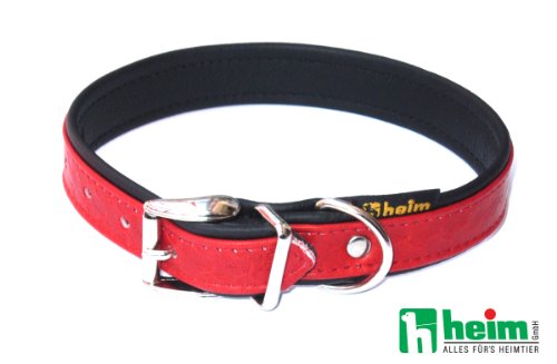 Heim tredi 3768352 Piel Collar de Perro con Impresa patrón 20 mm W x 35 cm L Marlboro Rojo con Forro de Tela, Color Negro