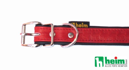 Heim tredi 3768352 Piel Collar de Perro con Impresa patrón 20 mm W x 35 cm L Marlboro Rojo con Forro de Tela, Color Negro