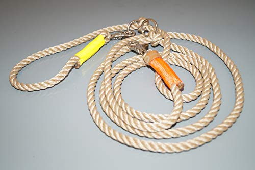 helli-belli Correa para Perros de 250 cm, Color Natural/Amarillo Canario y Naranja/Cromo