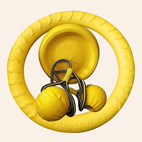 Hemore 1 Pieza de Pelota de EVA Maciza Indestructible con Cuerda para Perro, Juguete para Masticar, Juguete de Juguete para Mascota, Juguete Amarillo