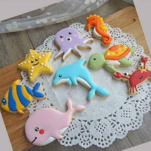 Hemoton Juego de Cortadores de Galletas de Animales Marinos de 16 Piezas Cortador de Galletas de Molde de Galletas de Dibujos Animados Lindo para Fondant de Pasteles de Caramelo