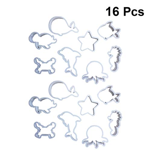 Hemoton Juego de Cortadores de Galletas de Animales Marinos de 16 Piezas Cortador de Galletas de Molde de Galletas de Dibujos Animados Lindo para Fondant de Pasteles de Caramelo