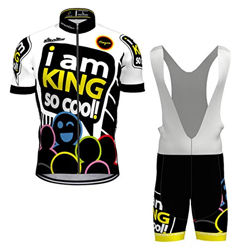 Hengxin Maillot Ciclismo Corto De Verano para Hombre, Ropa Culote Conjunto Traje Culotte Deportivo con 3D Almohadilla De Gel para Bicicleta MTB Ciclista Bici (Blanco, S)