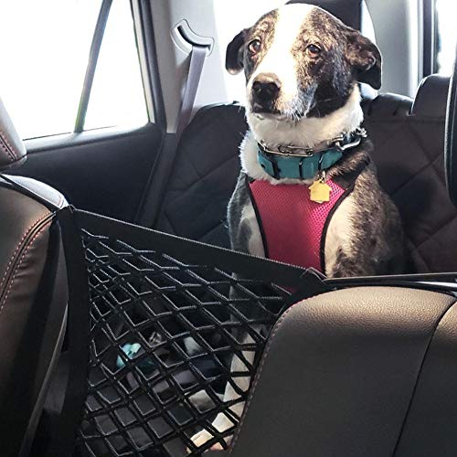 Hetangyuese - Barrera universal elástica para el asiento trasero del perro, tapón para perturbación de mascotas, asiento de malla obstáculos para vehículos de viaje para perros