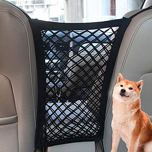 Hetangyuese - Barrera universal elástica para el asiento trasero del perro, tapón para perturbación de mascotas, asiento de malla obstáculos para vehículos de viaje para perros