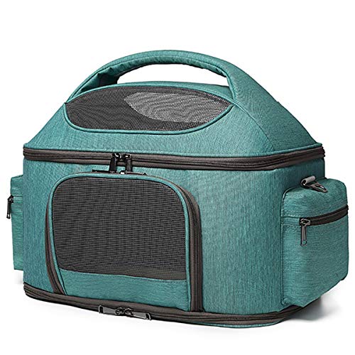 HHUMR Jaula De Gato Mochila De Viaje para Perros Bolsa De Transporte De Gatito Mochila Portátil para Mascotas Respirable Saco De Transporte De Cachorro Senderismo Al Aire Libre Camping,Verde