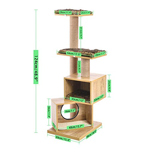 HHXXTTXS Cama para Mascotas Pet Cat Tree Condo Sisal Rascadores para Gato Kitten Jumping Tower Toys Pet House Protector de Muebles de Madera