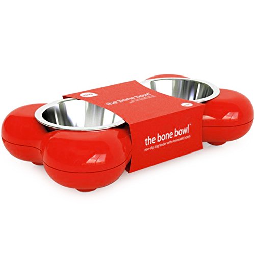 Hing Designs GH-BBR02 - Bol para Perro con Forma de Hueso, Color Rojo