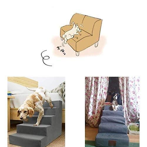 HLR Escalera para Perro Escaleras Mascota Plegable 5 Pasos Escaleras del Gato Perro Mascota Pasos Rampa Escalera Portátil