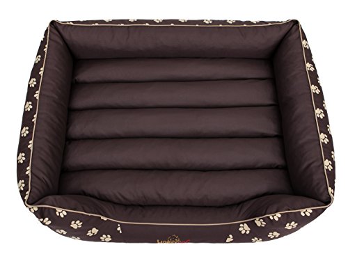 Hobbydog prebwl3 Cama para Perros Perros sofá para Perros Animales Cama Prestige, tamaño L, 65 x 50 cm, Marrón con Huellas