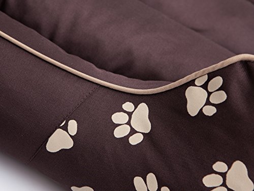 Hobbydog prebwl3 Cama para Perros Perros sofá para Perros Animales Cama Prestige, tamaño L, 65 x 50 cm, Marrón con Huellas