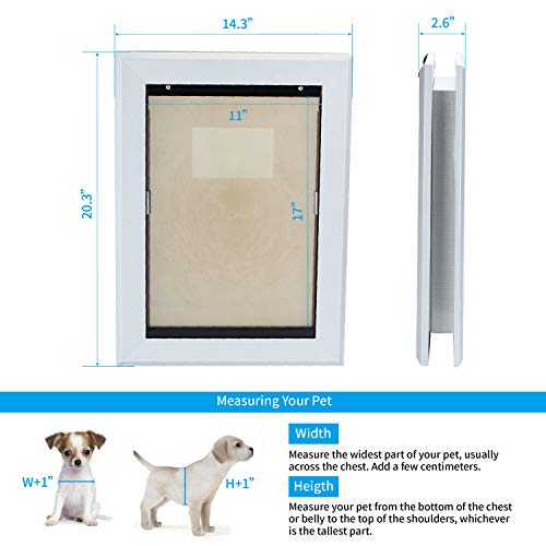 HRTC Puerta de perro,puerta de perro grande Mavric,cierre magnético,acción silenciosa,puerta de gato de metal,guardar residuos,puerta de perro en la pared, revestimiento de plata de aluminio fácil de limpiar,puerta de perro XL