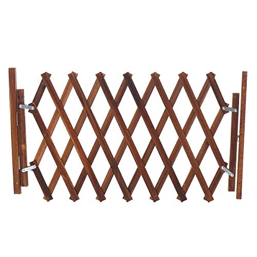 HUDEMR Cerca del jardín Valla de Madera Plegable Puerta del bebé protección de la Seguridad del Perro casero Barrera Permanente Puerta marrón Cercas y Vallas Decorativas (Color : Brown, Size : M)