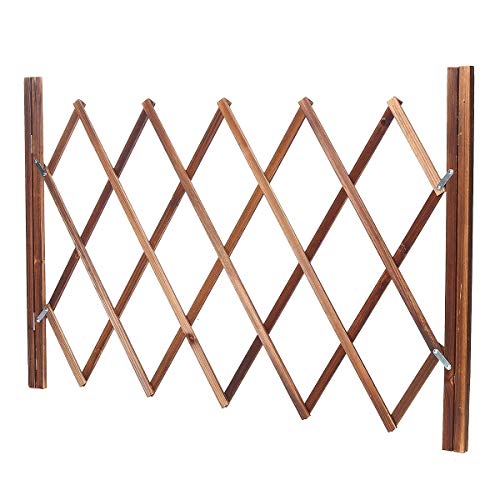 HUDEMR Cerca del jardín Valla de Madera Plegable Puerta del bebé protección de la Seguridad del Perro casero Barrera Permanente Puerta marrón Cercas y Vallas Decorativas (Color : Brown, Size : M)