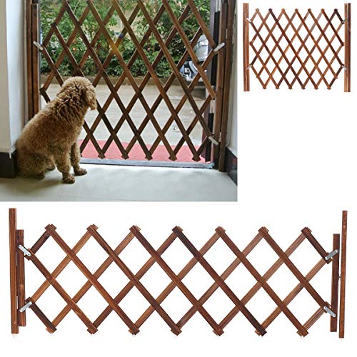 HUDEMR Cerca del jardín Valla de Madera Plegable Puerta del bebé protección de la Seguridad del Perro casero Barrera Permanente Puerta marrón Cercas y Vallas Decorativas (Color : Brown, Size : M)