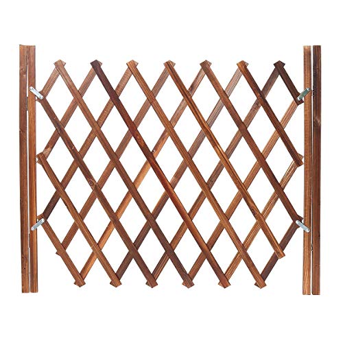 HUDEMR Cerca del jardín Valla de Madera Plegable Puerta del bebé protección de la Seguridad del Perro casero Barrera Permanente Puerta marrón Cercas y Vallas Decorativas (Color : Brown, Size : M)