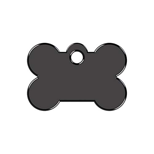 Hueso para Mascotas Muy pequeñas Placa Chapa Medalla de identificación Personalizada para Collar Perro Gato Mascota grabada (Negro)