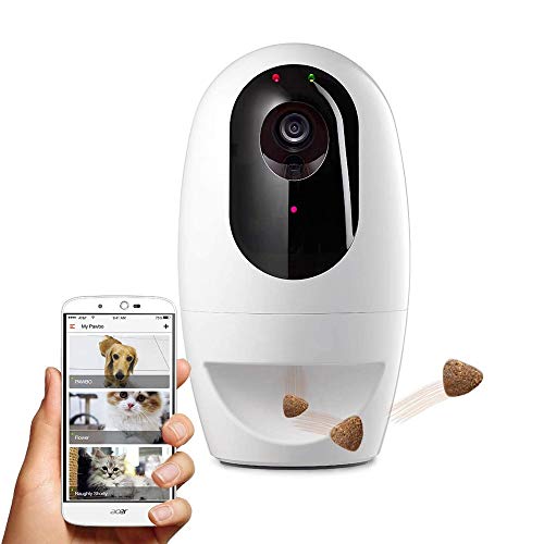 HWZQHJY Cámara Full HD WiFi Mascotas con 2-Way-Audio, dispensador Tratar con el Perro y el Gato Puntero láser