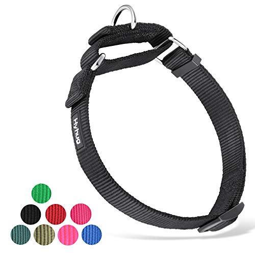 Hyhug Cuello de Perro Mediano para niños y niñas Martingale, Mediano y antifuga de Alta Resistencia: Entrenamiento para Caminar Uso Diario (Medio M, Negro)