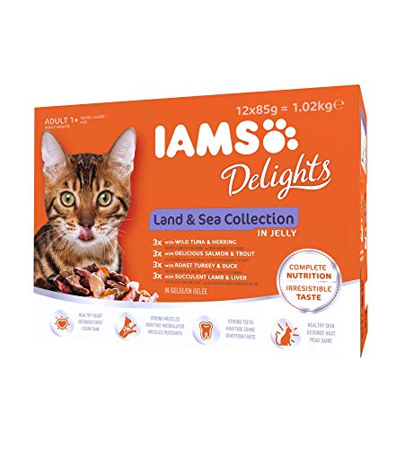 IAMS Delights Gato Adulto Colección Tierra y Mar en Gelatina [1,02 kg]