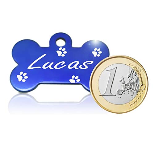 Iberiagifts - Hueso para Mascotas Medianas-Grandes con Patas Placa Chapa de identificación Personalizada para Collar Perro Gato Mascota grabada (Fucsia)