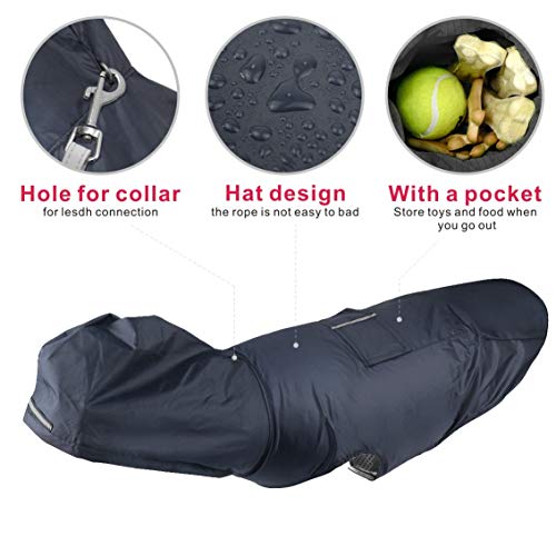 Idepet - Chubasquero con capucha para perro con agujero para el cuello, impermeable, reflectante, para perros pequeños, medianos y grandes