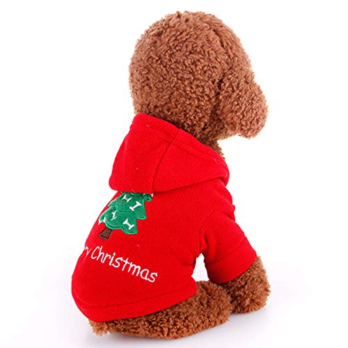 Idepet Disfraz de perr Papa Noel Patrón del árbol de Navidad Ropa para Mascotas Sudadera con Capucha para Gato Perro Talla XS S M L XL (S)