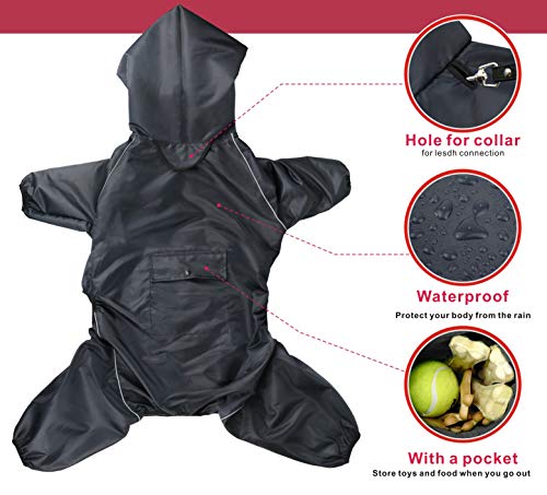 Idepet Impermeable para perros con capucha y cuello, Poncho impermeable para lluvia para perros Chaqueta impermeable para lluvia con capucha para perros pequeños, medianos y grandes