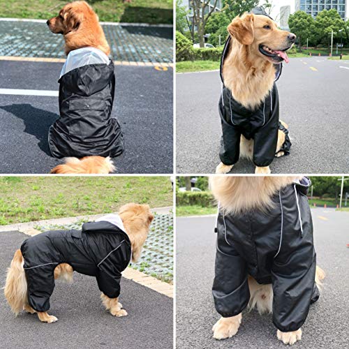 Idepet Impermeable para perros con capucha y cuello, Poncho impermeable para lluvia para perros Chaqueta impermeable para lluvia con capucha para perros pequeños, medianos y grandes