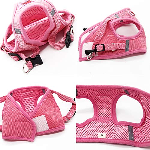 IEUUMLER Tela de Malla Chaleco para Perros Arnés Suave Ajustable cómodo Transpirable Chaleco Arnés con Cinturón IE083 (XS, Pink 1)