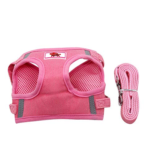 IEUUMLER Tela de Malla Chaleco para Perros Arnés Suave Ajustable cómodo Transpirable Chaleco Arnés con Cinturón IE083 (XS, Pink 1)