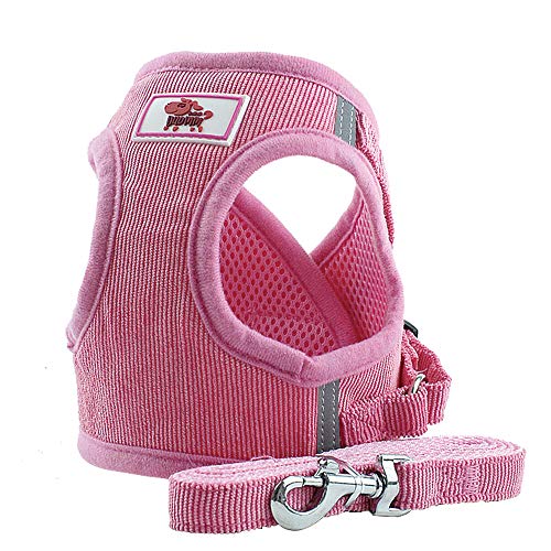 IEUUMLER Tela de Malla Chaleco para Perros Arnés Suave Ajustable cómodo Transpirable Chaleco Arnés con Cinturón IE083 (XS, Pink 1)