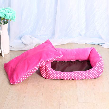 IFLKK refrigeración Elevado Cojín Redondo Suave Donut Anti-Slip Bottom Fácil de Limpiar Prima de Camas Perro de Peluche -Mei Puntos-M: 52 * 45 * 16