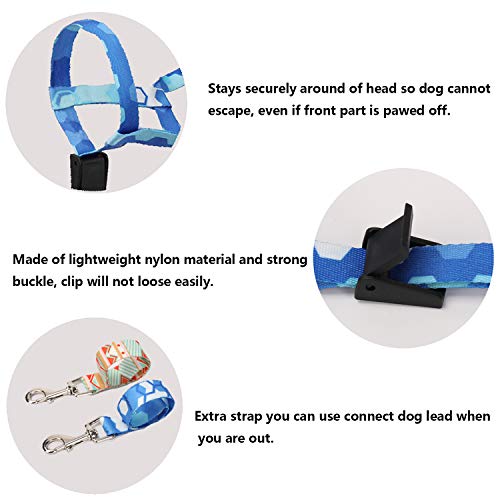 ILEPARK Correa de Adiestramiento el Collar para Perros de Bozal y Deja de Tirar, Ajustable, Herramienta de Entrenamiento(S,Azul)