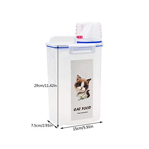 IMDOU Caja de Almacenamiento de Alimentos for Mascotas, Sellado Almacenamiento de Granos Cubo, Gato Y pienso for Perros Tanque de Almacenamiento, 2L Contenedor de Alimentos Secos