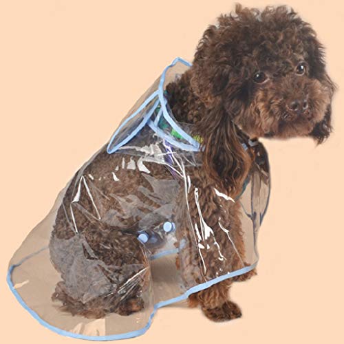 Impermeable Perro Chubasquero Transparente con Capucha Lindo Suministros para Mascotas para Lluvia Chubasqueros para Perro Pequeño Perro Ultra Estilo Ins HULKY(Azul,L)