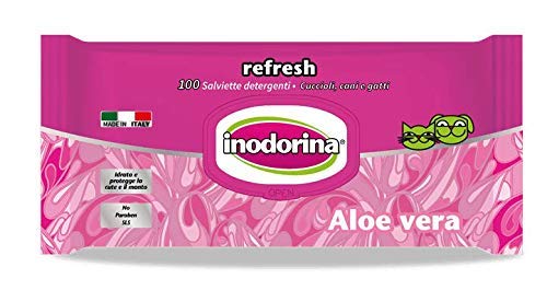 INODORINA Toallitas limpiadoras Perros y Gatos Refresh Aloe Vera - 100UNID