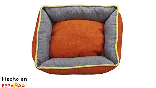 ION® Cama Cuna para Perro Y Gato Estampados y Colores Varios (Talla 1-50x40, Reversible Bicolor 4 EN 1 Naranja/Gris)