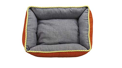 ION® Cama Cuna para Perro Y Gato Estampados y Colores Varios (Talla 1-50x40, Reversible Bicolor 4 EN 1 Naranja/Gris)