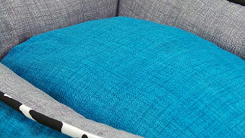 ION® Cama Cuna para Perro Y Gato Estampados y Colores Varios (Talla 3-60x50, Reversible Bicolor 4 EN 1 Turquesa/Gris)