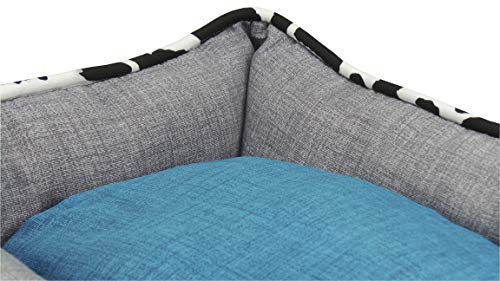 ION® Cama Cuna para Perro Y Gato Estampados y Colores Varios (Talla 3-60x50, Reversible Bicolor 4 EN 1 Turquesa/Gris)