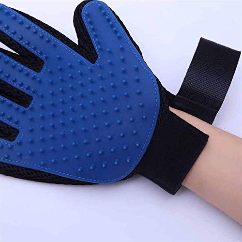 (izquierdo y derecho) Pet Grooming Guantes de eliminación de cepillo Masaje Baño de peine del pelo del polvo herramienta for eliminar fácilmente del gato y la piel del perro (color: azul claro, Tamaño